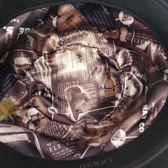 Bailey of Hollywood Derby Hat Sz Large 100% Wool Black Made in USA Vintage Lined - Picture 13 of 16